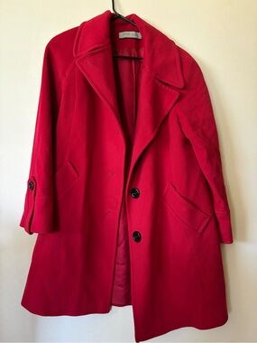 Anne Klein Bold Red Wool Pea Coat